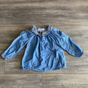 Zara Smocked Chambray Shirt
